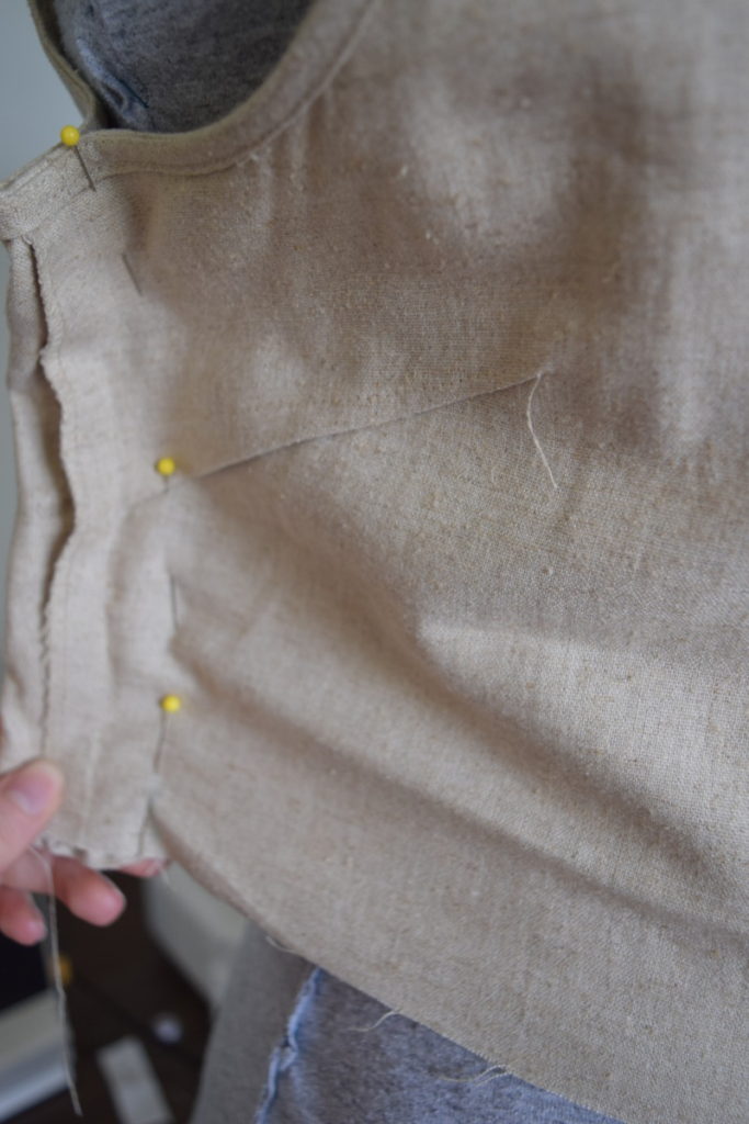 pin bodice side seam matching chalk marks