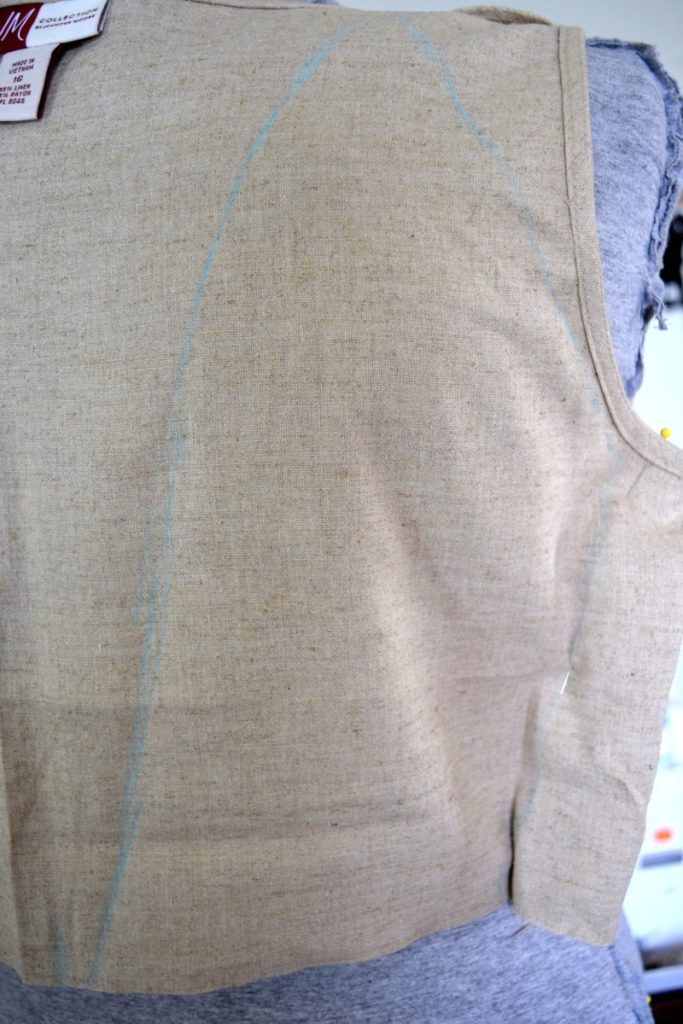 draw out shape of the back of the bodice