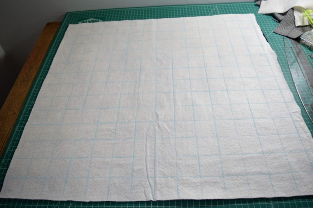 draw a grid across the batting side of the leather
