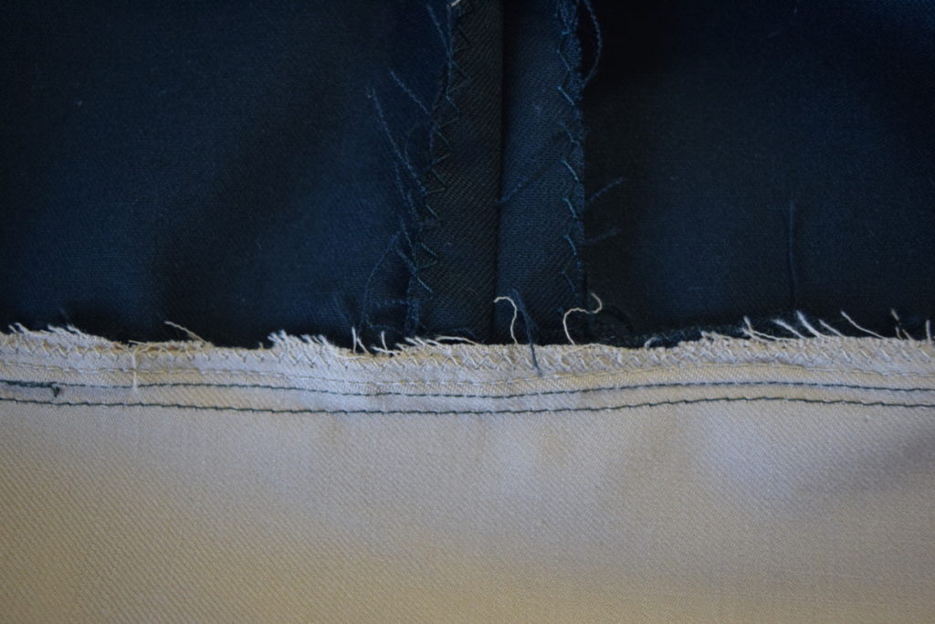 fraying fabric finished with a zigzag