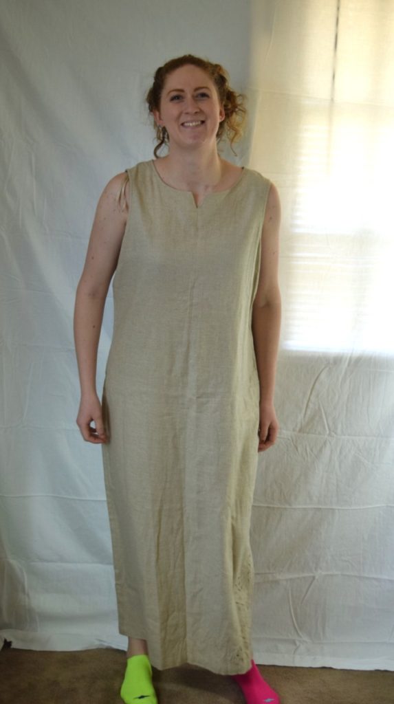 long linen dress from front