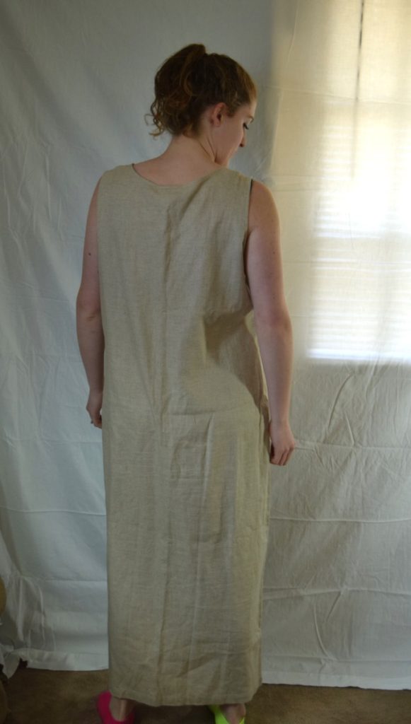 long linen dress from back