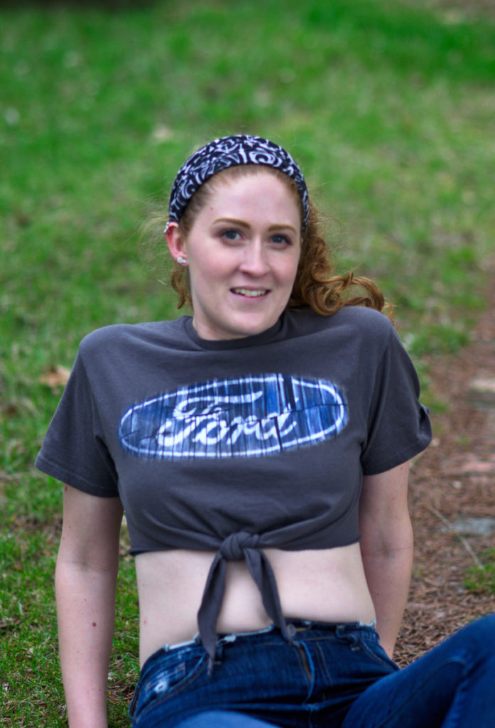 No sew t shirt upcycle: front tie crop top - Adopt Your Clothes