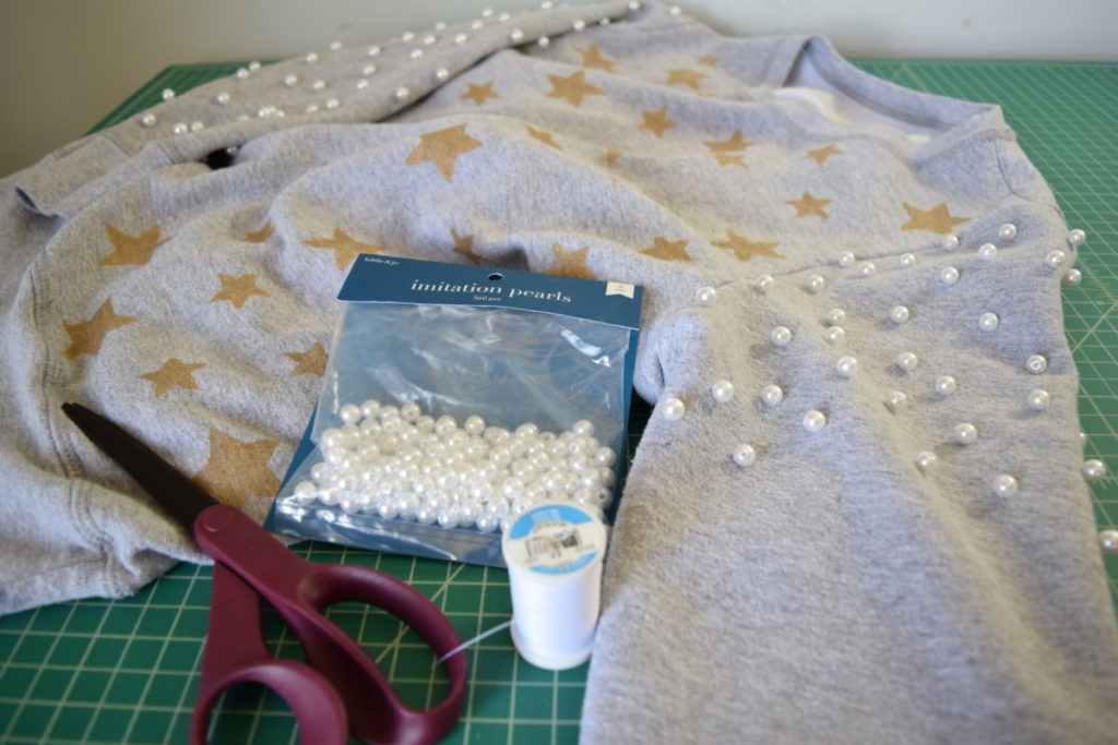 pearl embellished sweater DIY