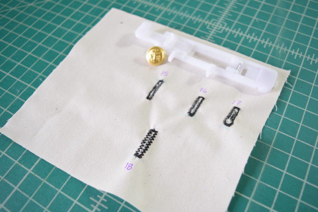four types of machine sewn buttonholes