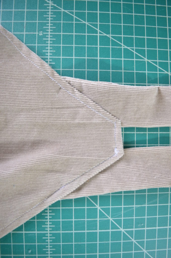 straps sewn in facing straight down