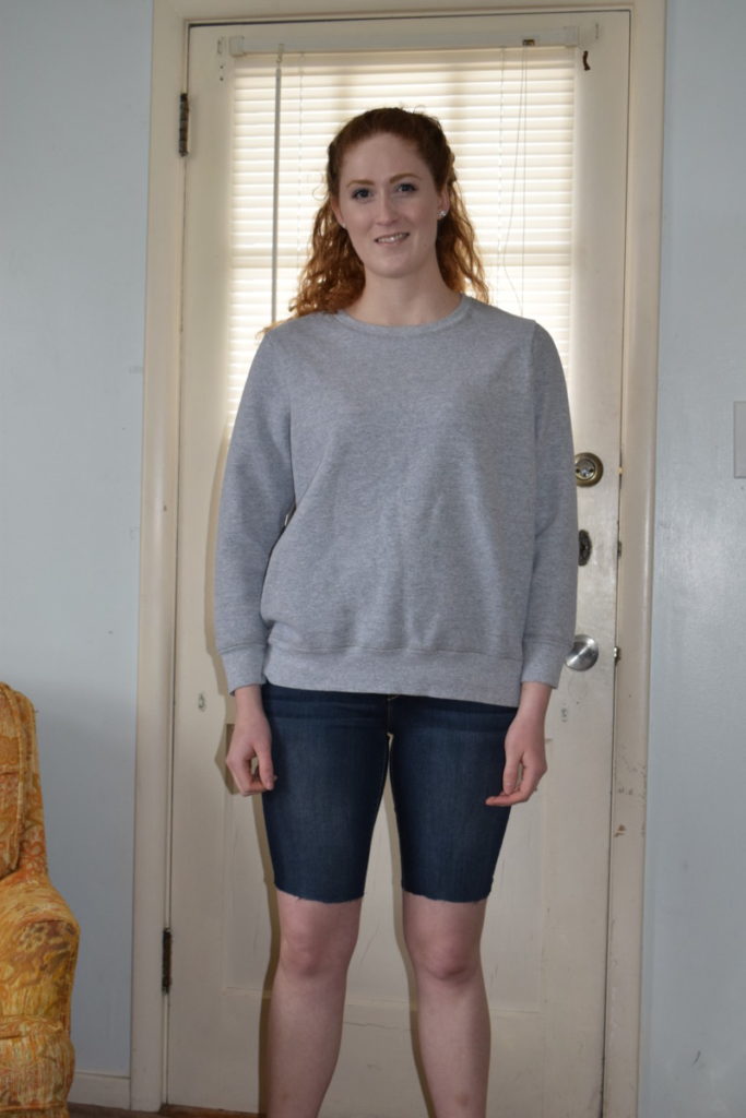 plain grey thrifted sweater ready to DIY