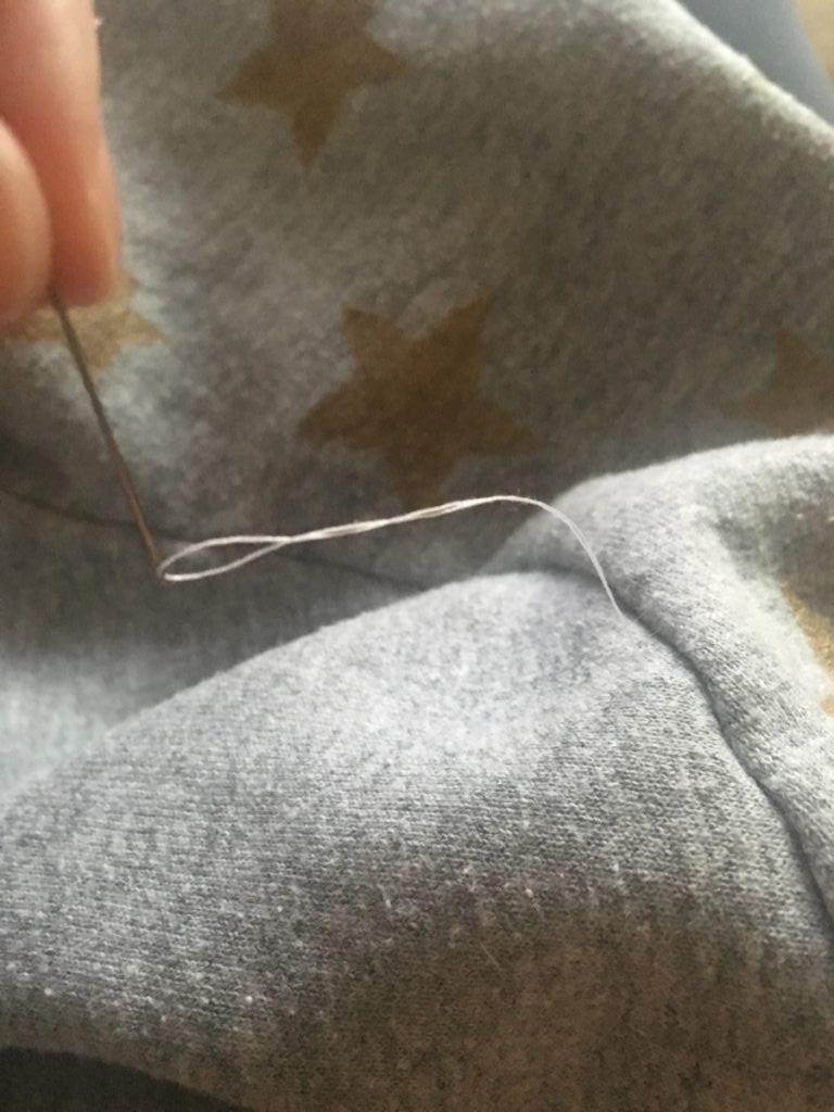 pull needle out to the outside