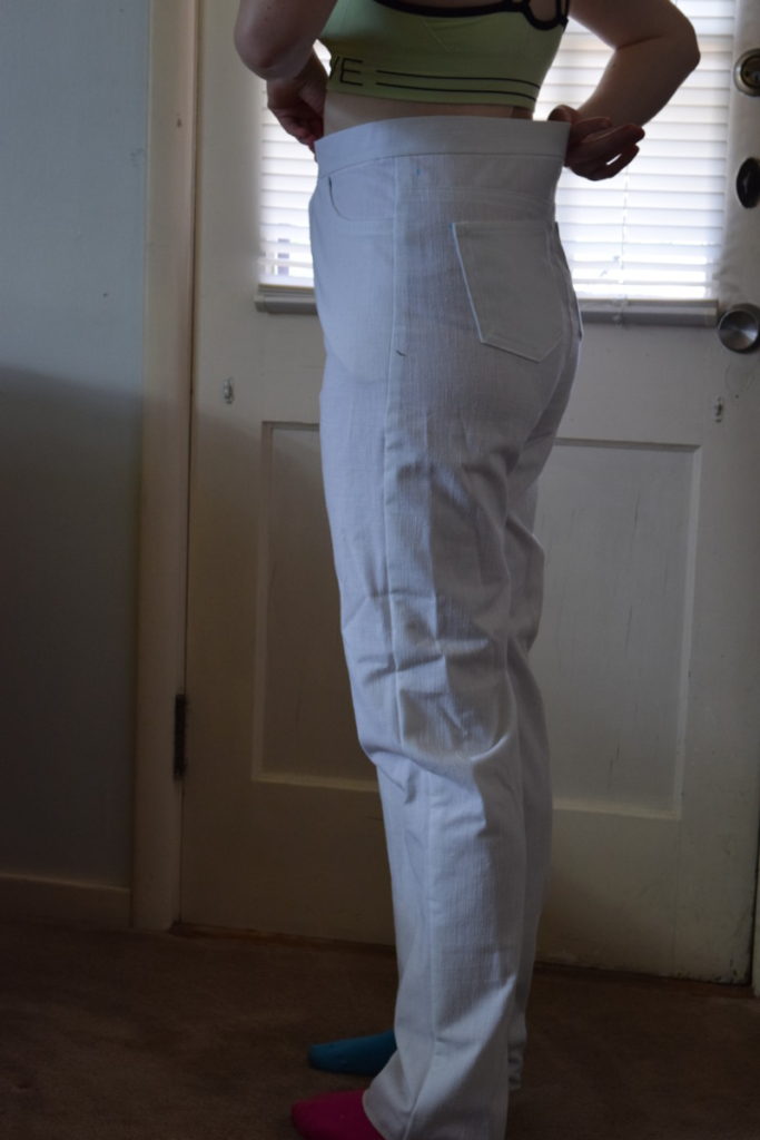 muslin 1 pants fitting side view