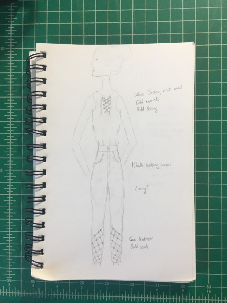 sketch of fitted wool pants