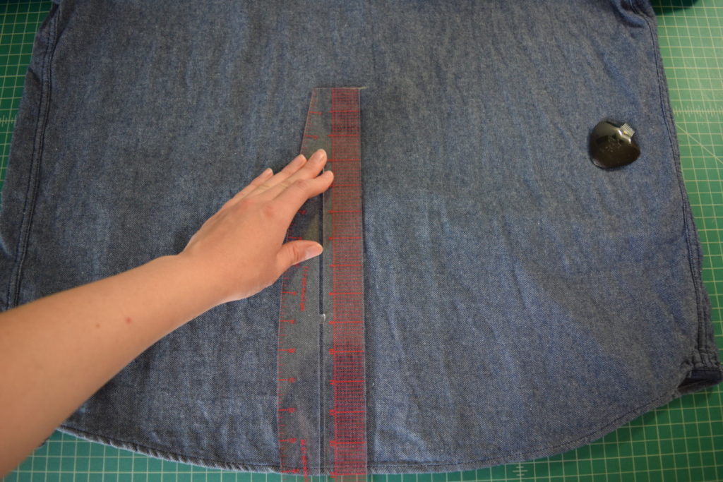make a mark on the back this same distance from the hem
