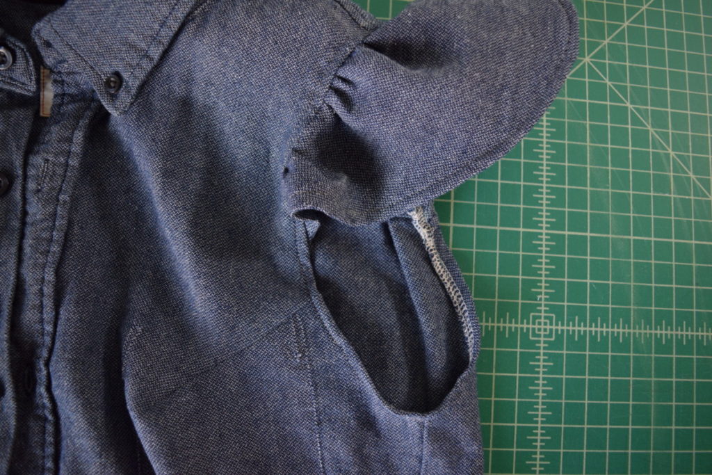 close up view of one finished armhole