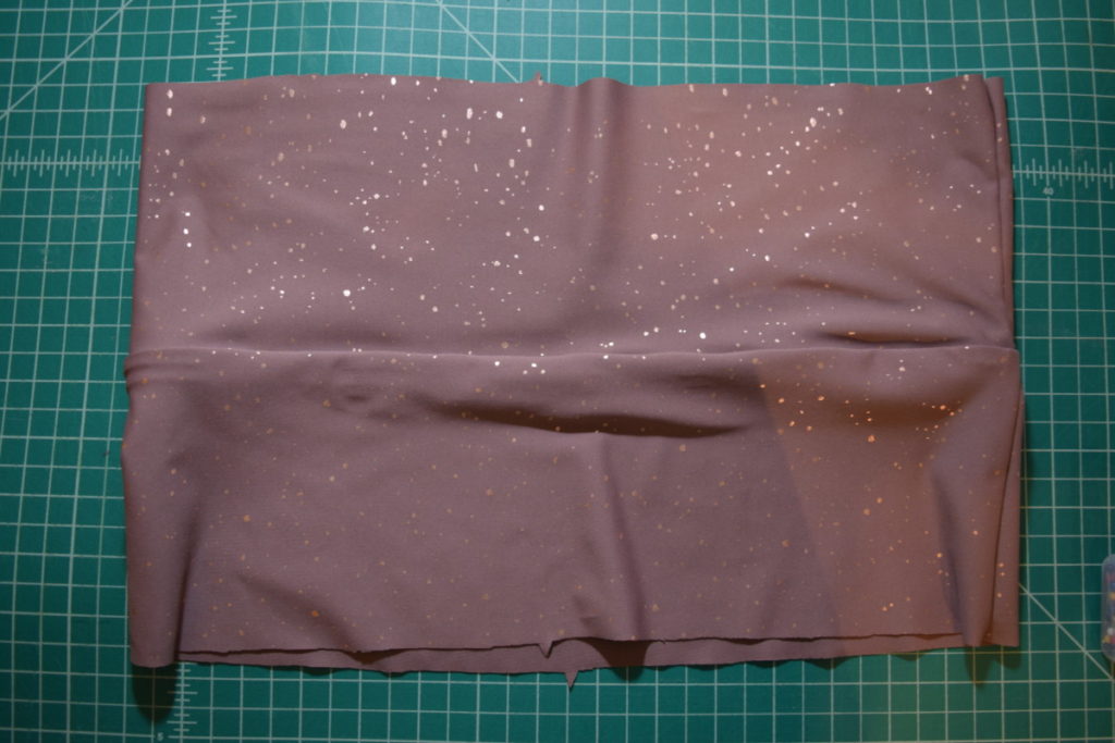 unfolded waistband with right sides up