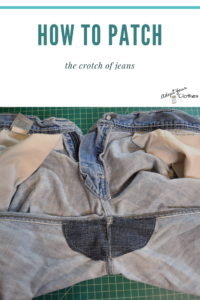 pinterest graphic showing back crotch of jeans patched