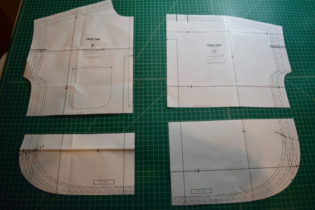 the front and back pattern pieces are cut apart along the lengthen shorten lines