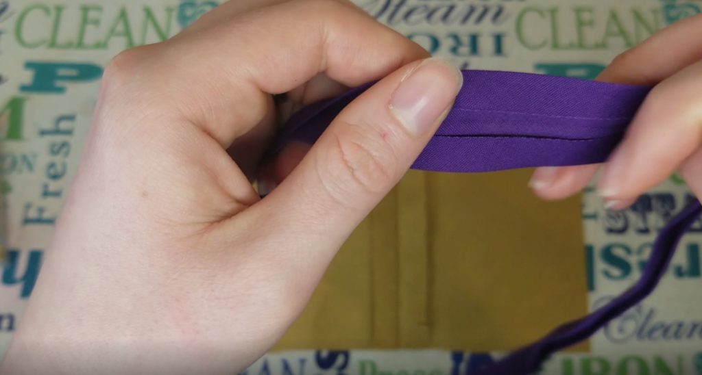 purple double fold bias tape up close