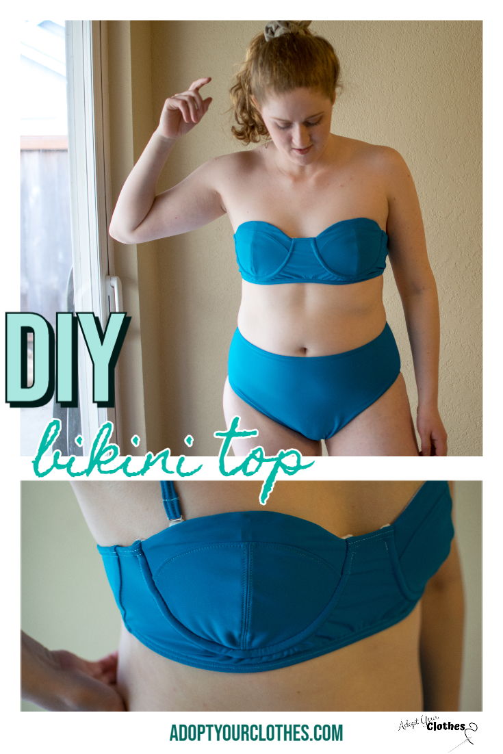 DIY Underwire Bandeau Bikini Top with Removable Straps - Adopt Your Clothes