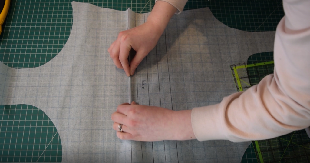 folding a swimsuit pattern along the lowest line