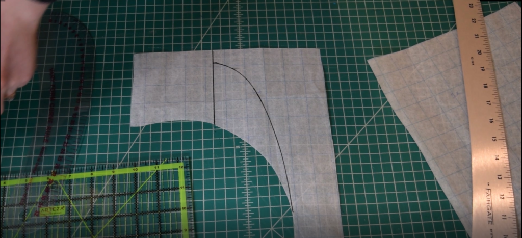 leg curve is drawn in on the new bikini bottoms front pattern