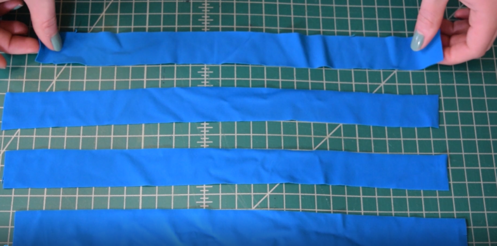 four strips of spandex ready to make straps