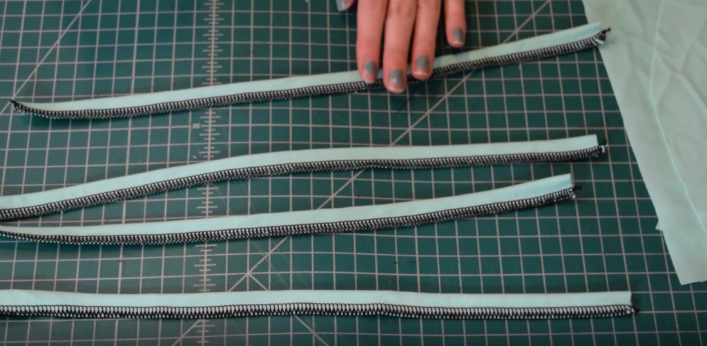 straps are serged together lengthwise